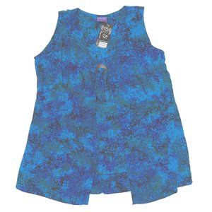 SWIFT ORIGINALS Sz Large Blue Batik Top sleeveless NWT gorgeous colors!